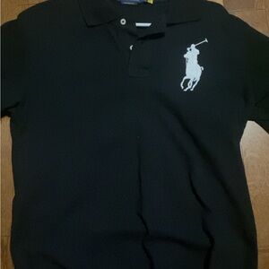 Ralph Lauren Men's Polo Shirt in Black with White Logo